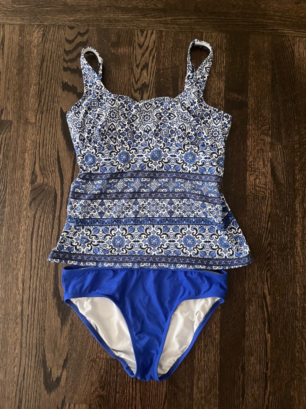 Lands' End Deep Sea Majolica Tankini Set Size 10